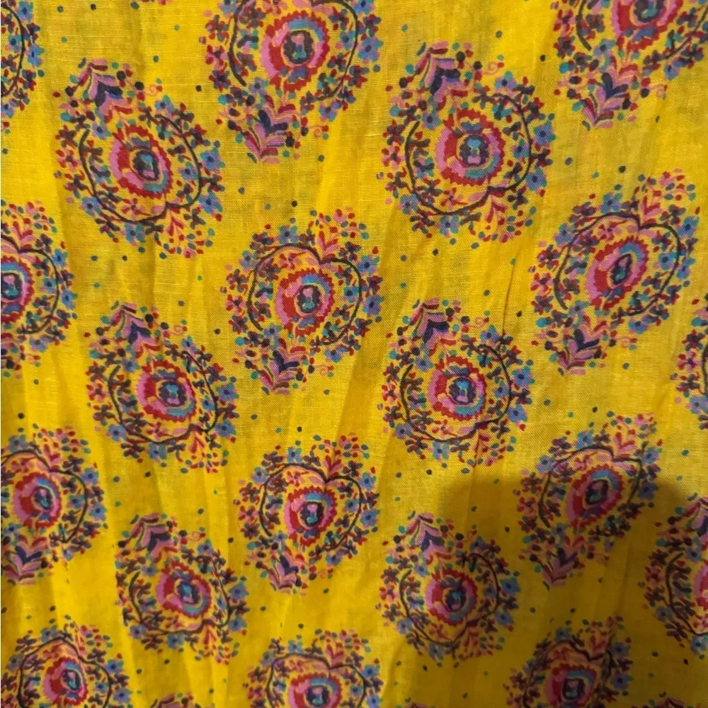 Aerie Yellow Boho Paisley Scarf Tassel Fringe One Size